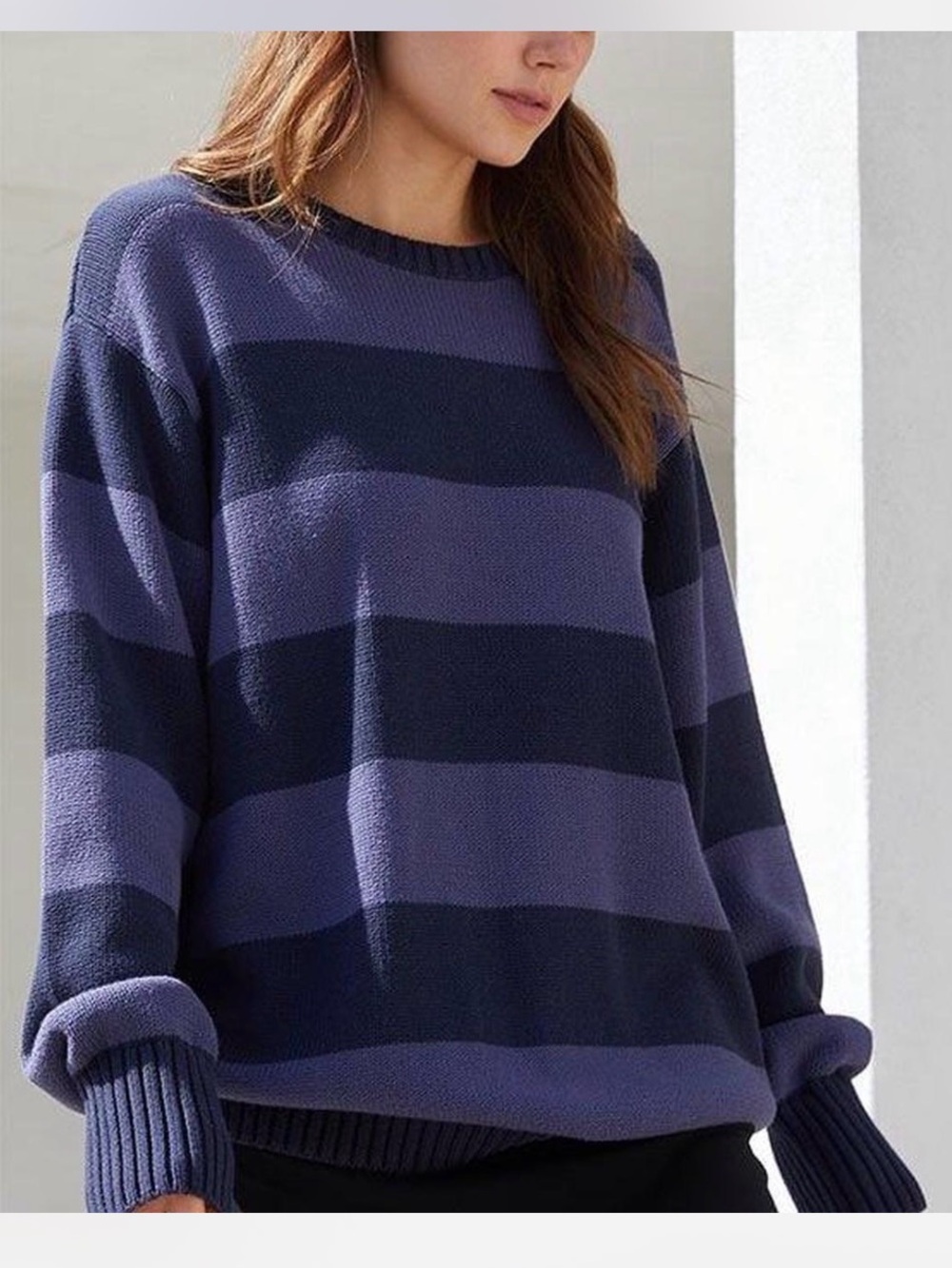Brandy Melville John Galt Brianna Striped Sweater One Size Navy Blue